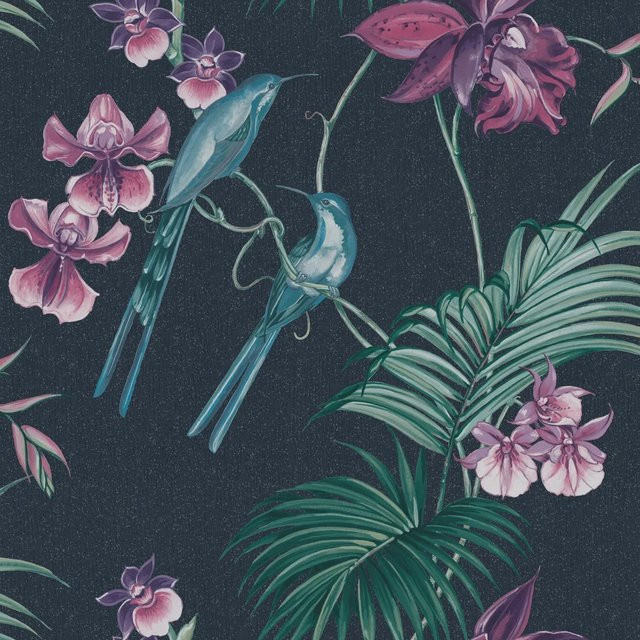 Julien Macdonald Vliestapete Utopia Navy Blau mit Natur- und Floral-Motiven, Breite: 0,52 m, Länge: 10,05 m - Bild 1