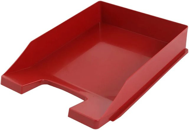 PROREGAL Stapelbare Briefablage aus Kunststoff für DIN A4, 10 Stück, Rot, H x B x T: 6,5 x 25,5 x 34,8 cm - Bild 1