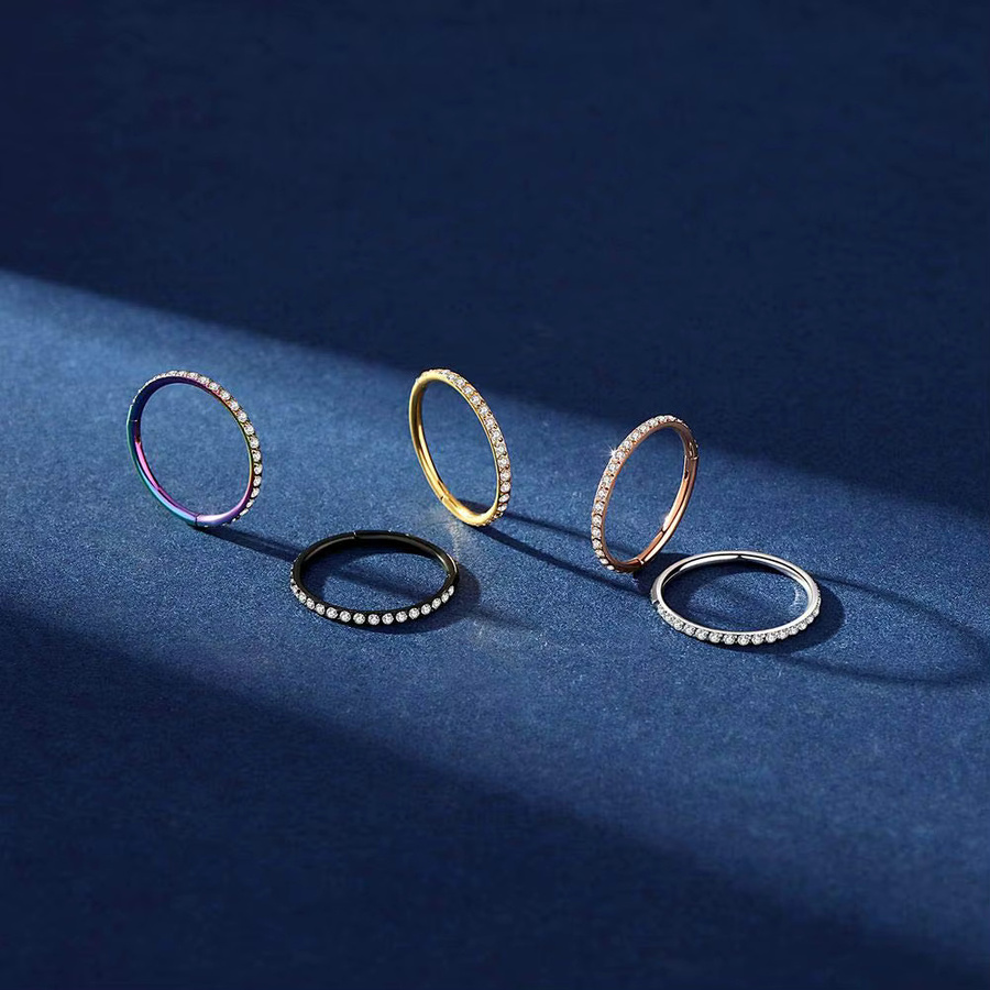 SUPTOP Nasenring Hoop, Zirkonia, Edelstahl, Silber, Unisex - Bild 1