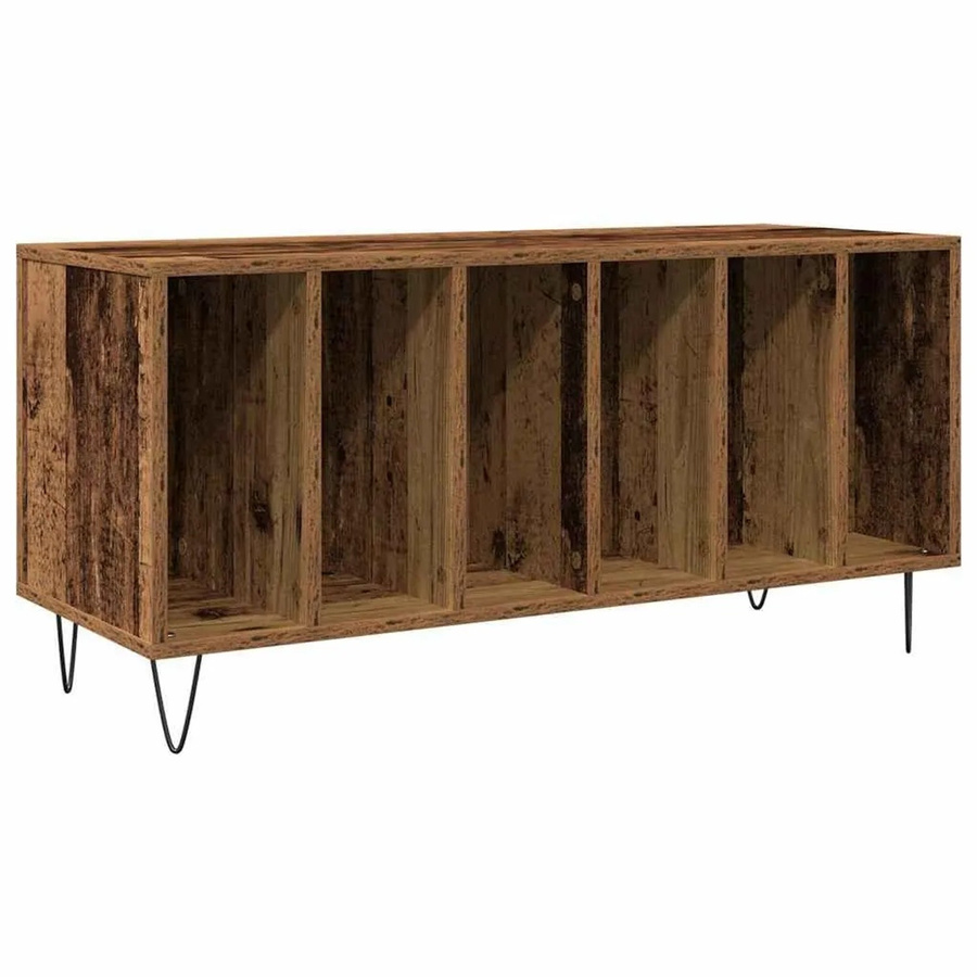 vidaXL Schallplattenschrank aus Holzwerkstoff in Altholz-Optik, Braun, B/T/H: 100 x 38 x 48 cm - Bild 2