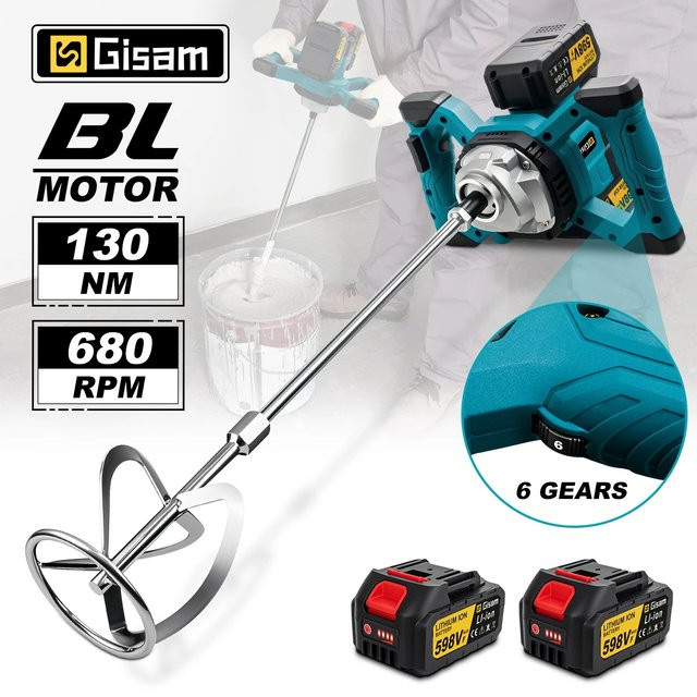 G perfil 6 Gänge Akku-Betonmischer für Makita 18 V Akku-Pin, bürstenloser Zementmörtel- und Gipsmischer für Farbmischungen - Bild 1