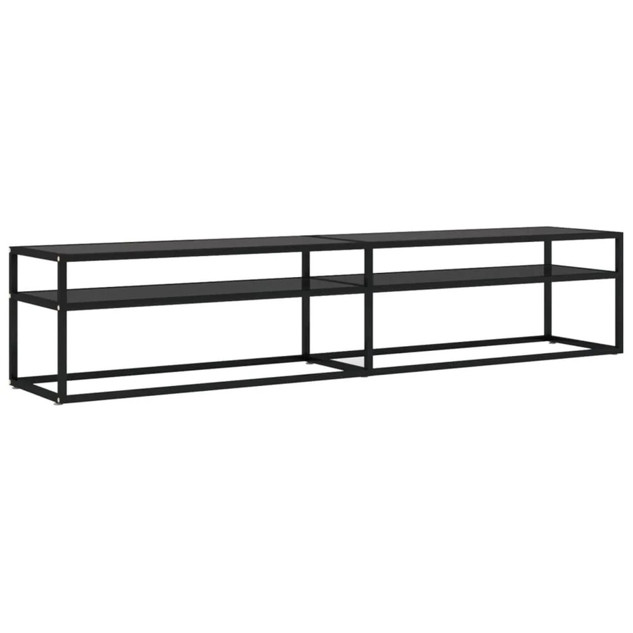 vidaXL TV-Schrank Schwarz aus Hartglas und pulverbeschichtetem Stahl B/T/H: 200 x 40 x 40,5 cm - Bild 2