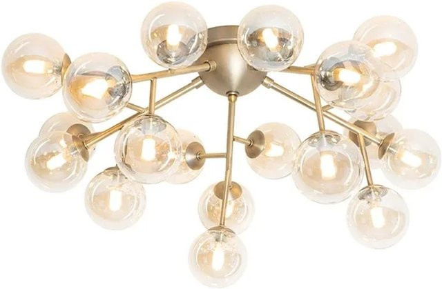 QAZQA Moderne Deckenleuchte Bianca in Bronze mit transparentem Bernsteinglas und 20 G9 Leuchtmitteln, dimmbar - Bild 1