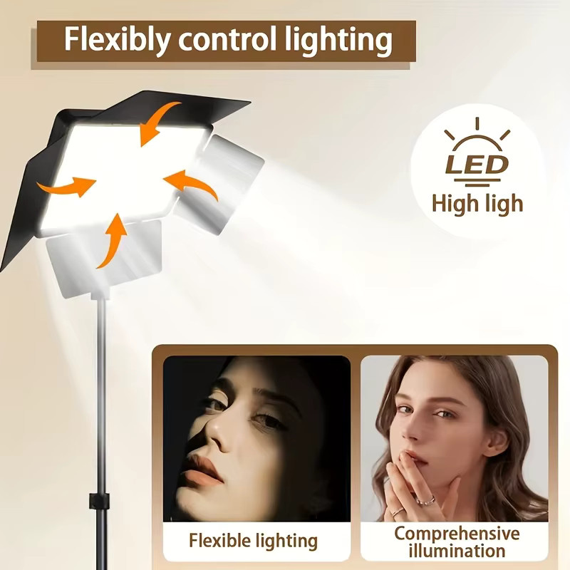 Quadratisches 9-Zoll LED-Ringlicht für Video und Fotografie mit 43-Zoll Stativ, USB-Stromversorgung, 3 einstellbaren Lichtfarben und 4-Blatt-Diffusor in Schwarz - Bild 2