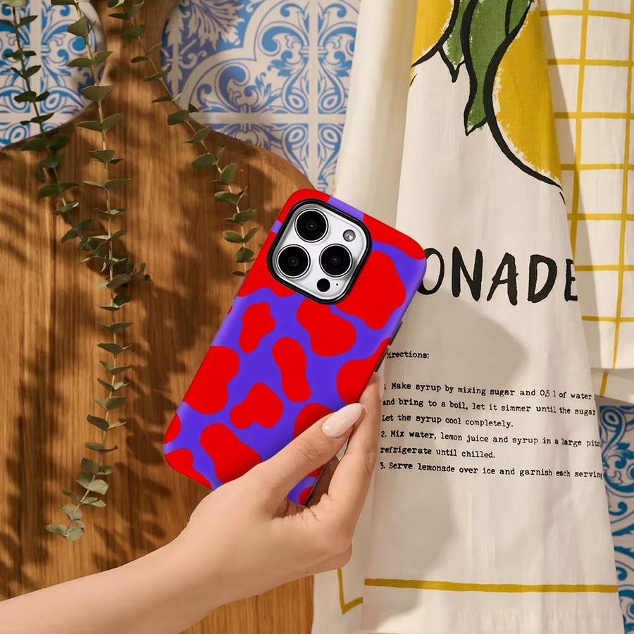 Handyhülle mit Splotch-Design in Rot und Lila für Apple iPhone 17 Pro Max Plus 16 15 14 13 12 11 mit doppelschichtiger Rückseite - Bild 5
