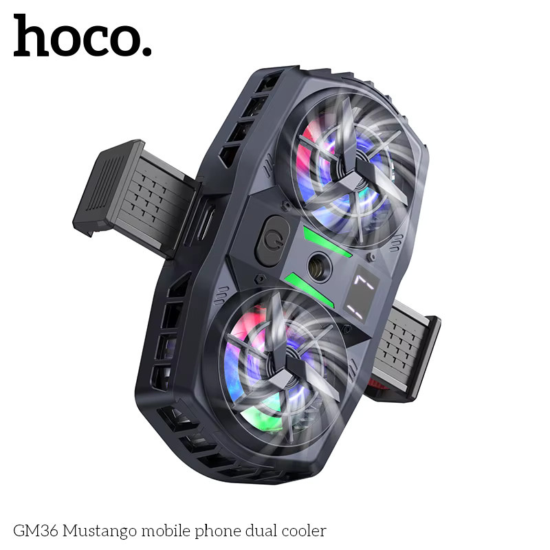 HOCO GM36 Dual-Lüfter Handy-Kühler mit Digitalanzeige in Schwarz - Bild 3