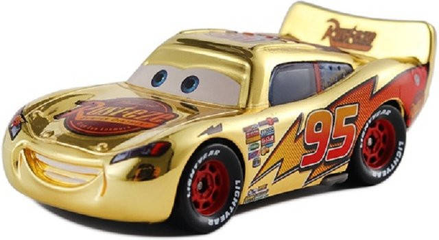 Disney Cars 3 Lightning McQueen, Metalldruckguss-Spielzeugauto, Gold Chrome - Bild 1