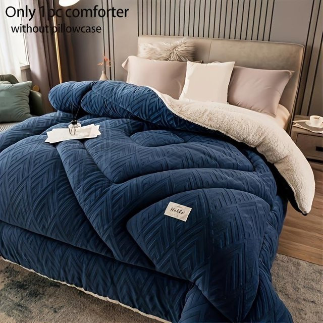 WTEMPO Steppdecke und Lammfelldecke Set, blau, Ganzjahresdecke aus Polyester mit Mikrofaserfüllung, B/B: 200 x 230 cm, 5 kg - Bild 1