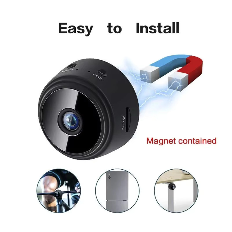 DIXSG A9 Mini WLAN Kamera HD Drahtlose Netzwerkkamera mit Sprachrekorder für Smart Home Videoüberwachung in Schwarz - Bild 2