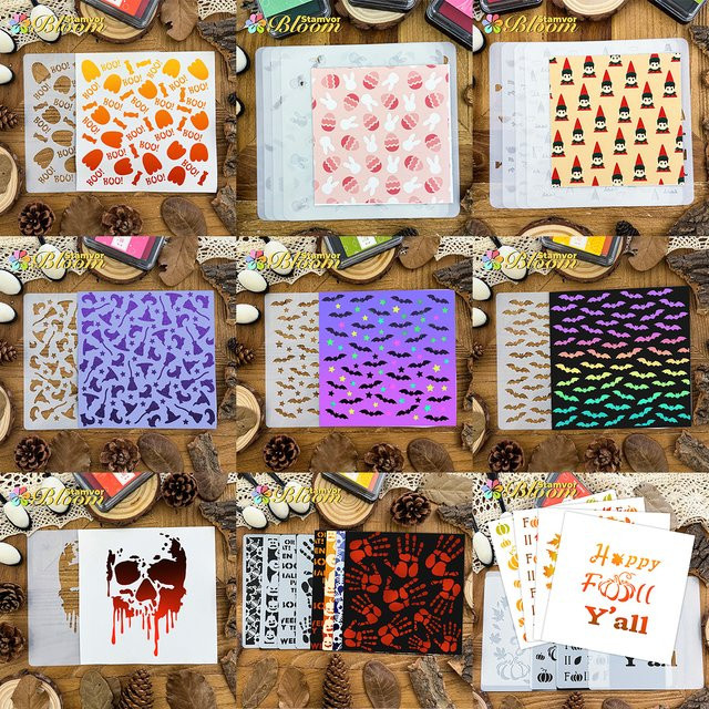 Vielseitige Schablonen aus Papier und Kunststoff für Halloween, Ostern, Weihnachten und Feiertage zum Sprühen und für Graffiti - Bild 1
