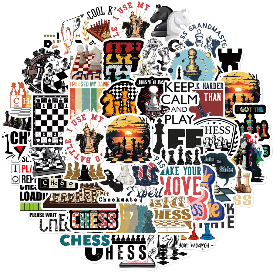 50 Stück Schach Spiel Aufkleber Set in Multicolour für Laptop, Telefon, Auto und Skateboard - Bild 2