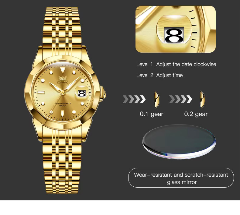 OPK Armbanduhr Gold, Edelstahl, Damen, Analoguhr - Bild 2