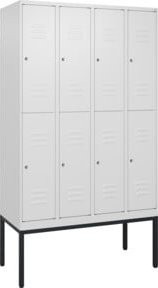 C+P Doppelstock-Spind Classic PLUS mit 4 Abteilen, Gestell, Zylinderschloss, Farbe RAL 9016 Verkehrsweiß, B/T/H: 120 x 50 x 212 cm - Bild 1