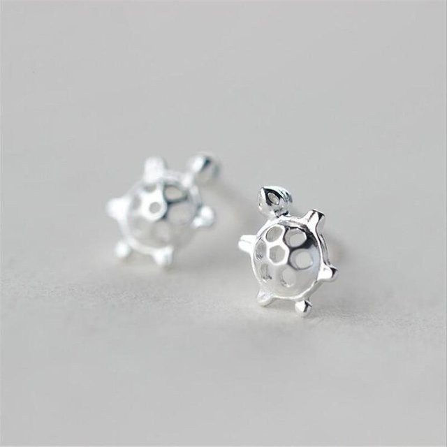 Ohrstecker Schildkröte, 925 Sterlingsilber, weiß, Damen - Bild 1