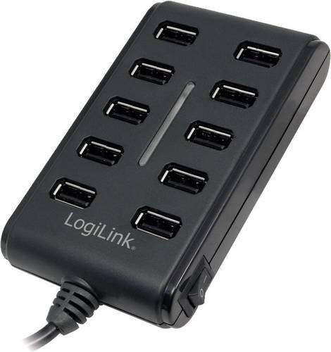 LogiLink UA0125 USB-Hub mit 10 USB-A Ports USB 2.0 480MBit/s Schwarz - Bild 1
