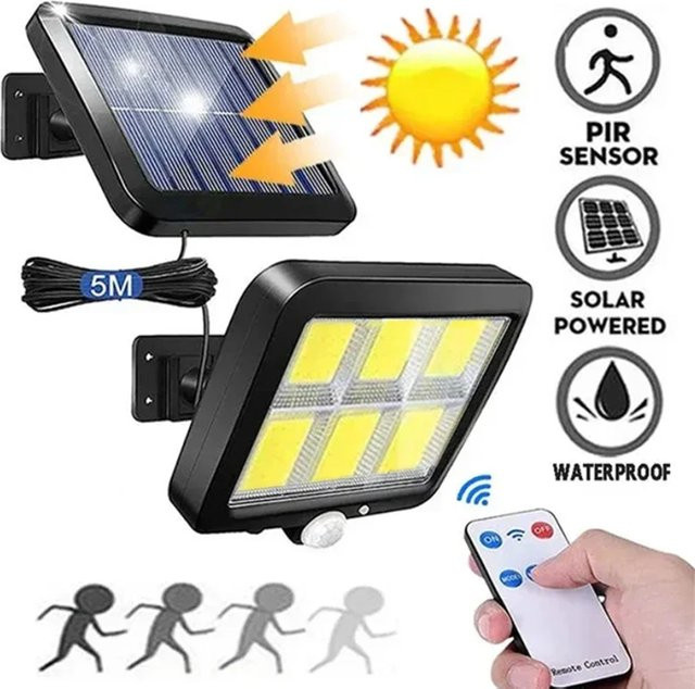 XIWANGFIRE Solar Wandleuchte mit Bewegungssensor, 3000lm Outdoor Split Laterne in Schwarz für Garten und Haus - Bild 1