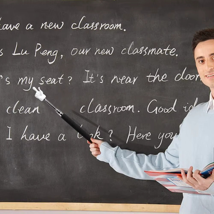 Teleskopischer Lehrstab aus Edelstahl in Lila mit Finger-Design für Whiteboards und Präsentationen - Bild 2