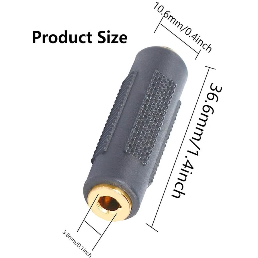 FRHY 2er-Set 3,5-mm-Klinken-Koppler vergoldete Buchse auf Buchse Stereo-Audio-Adapter in Schwarz und Gold - Bild 3