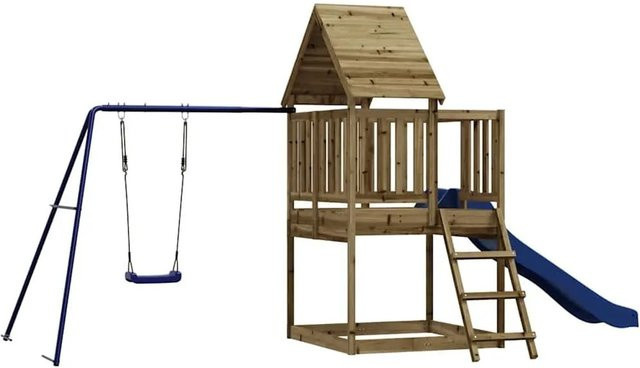 vidaXL Spielturm aus imprägniertem Kiefernholz in Blau und Braun - Bild 1