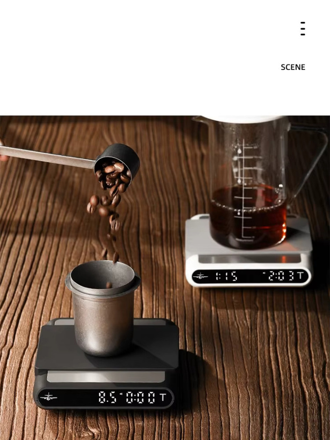 JUSTINLAU Smarte Espresso-Kaffeewaage mit Timer und LED-Anzeige für Barista-Zubehör in Schwarz oder Weiß - Bild 6