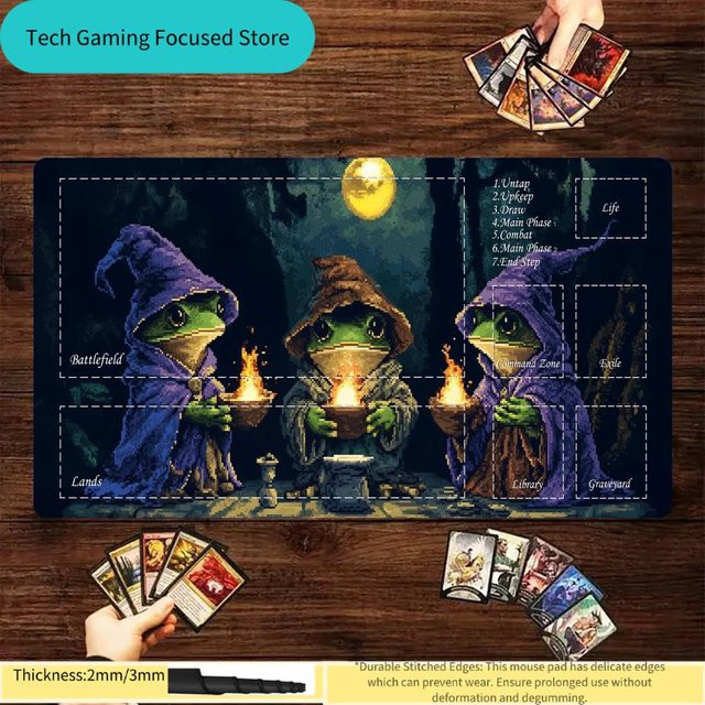 Magic The Gathering Frog Witch Coven Spielmatte, mit Zonen, genähte Kanten - Bild 1