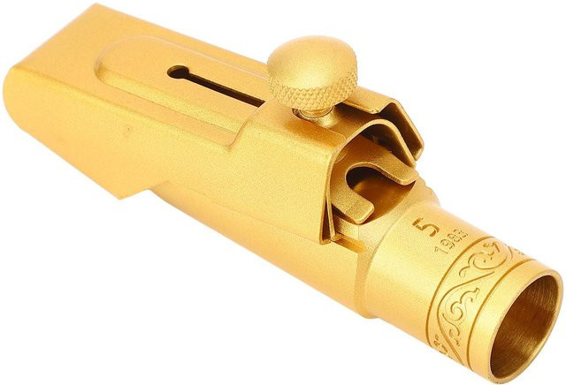 Altsaxophon Mundstück Eb 5C aus Messing mit Kappe und Ligatur in Mattiert Beige - Bild 1