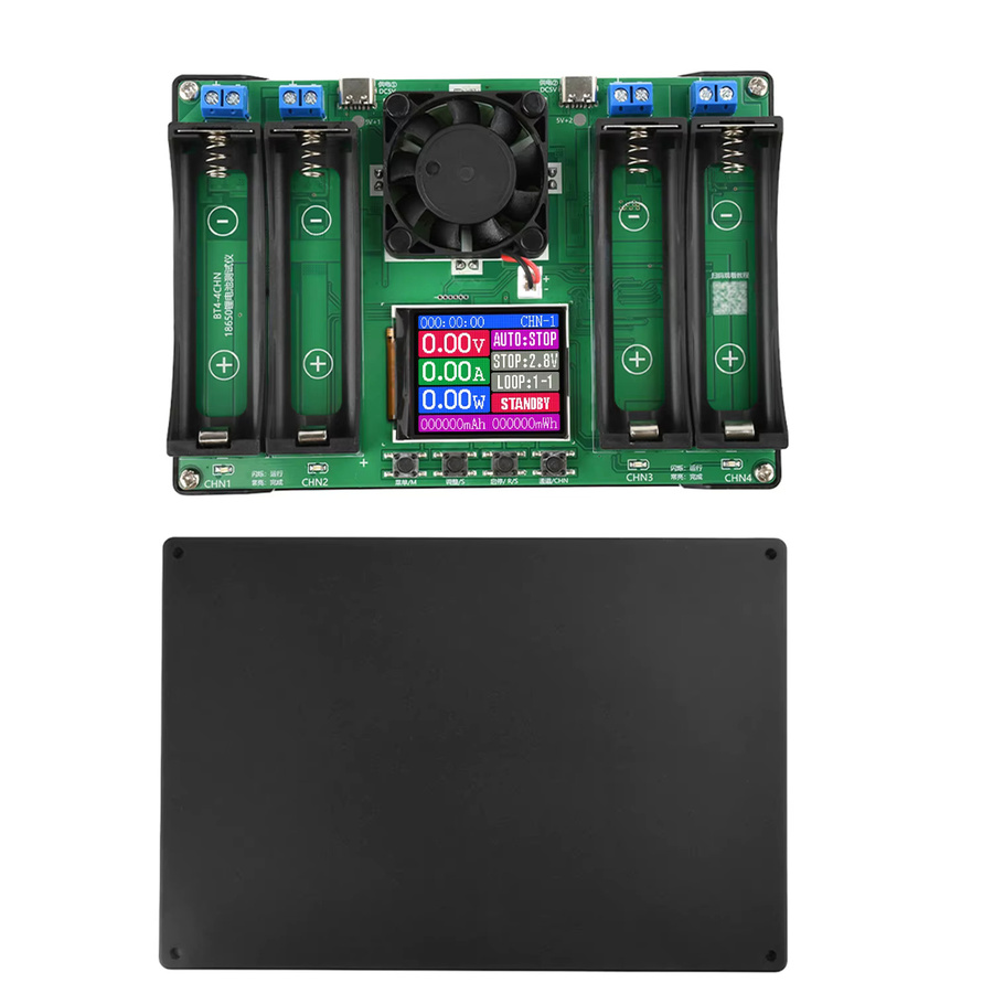 Gaqqee 1/2/4/8-Kanal 18650 Batteriekapazitäts- und Innenwiderstandstester mit automatischem Lade- und Entlademodul sowie elektronischem Lasttester in Grün - Bild 1