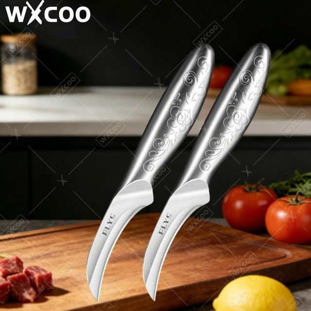 WXCOO 2-in-1 Multifunktionales Küchenmesser aus Edelstahl in Silber mit Flaschenöffner und Obstschäler - Bild 1