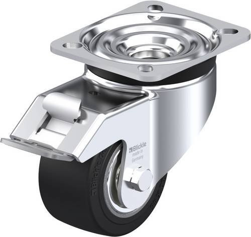 Blickle Lenkrolle LK-SE 80K-FI mit Feststeller in Schwarz und Silber, Rad-Durchmesser: 80 mm, Tragfähigkeit: 200 kg - Bild 1