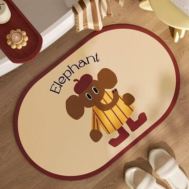 Saugfähige Kieselgurmatte für das Badezimmer, rutschfest und schmutzabweisend, beige, B/T: 60 x 40 cm - Bild 1
