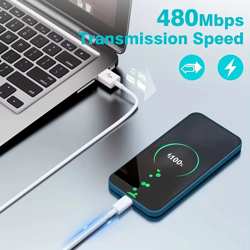 USB-A auf USB-C Schnellladekabel 3A in Weiß für Xiaomi, Huawei und Samsung - Bild 3