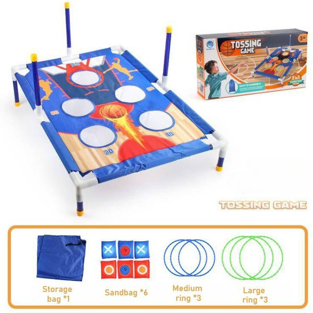 Fashnics Karneval Outdoor Spiele Kombi-Set Bohnensäckchen Ringwurfspiel blau - Bild 1