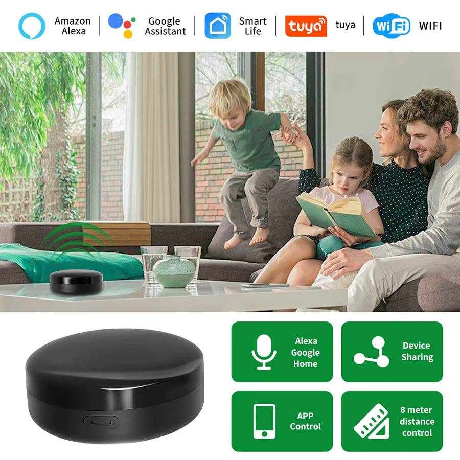Tuya WiFi Smart IR Fernbedienung Infrarot Controller für Smart Home mit App-Steuerung, kompatibel mit Alexa und Google Home, Schwarz - Bild 2