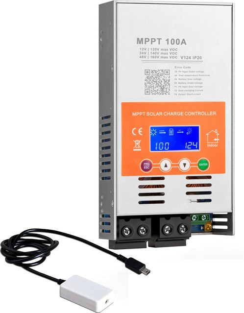 MakeSkyBlue MPPT Solarladeregler V124 mit WiFi für Blei-Säure- und Lithium-Batterien, 100 A, Orange - Bild 1