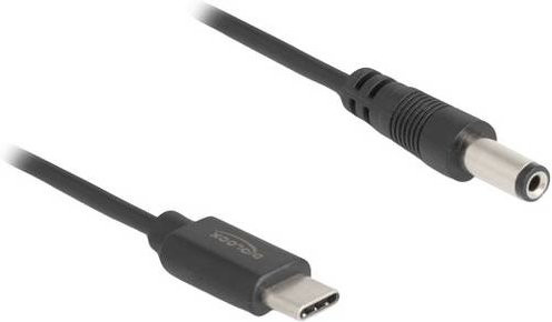 Delock USB-C auf DC Ladekabel mit 5,5mm Stecker in Schwarz, Länge: 1,00 m - Bild 1