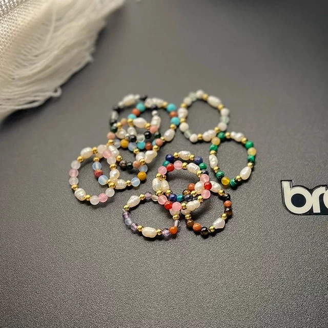 upoetry Ring, Süßwasser Perle, Edelstahl, Bunt, Damen - Bild 1