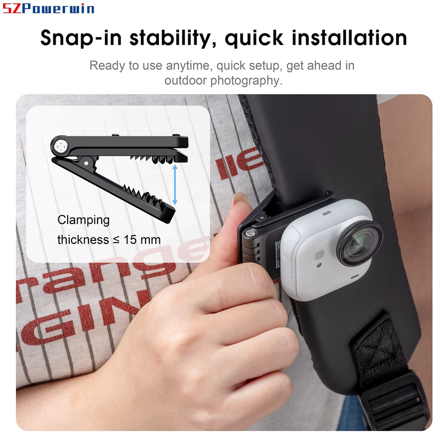 Insta360 Quick-Release Rucksack Clip Halterung für Insta360 Go Ultra Action Camera Zubehör in Schwarz - Bild 2