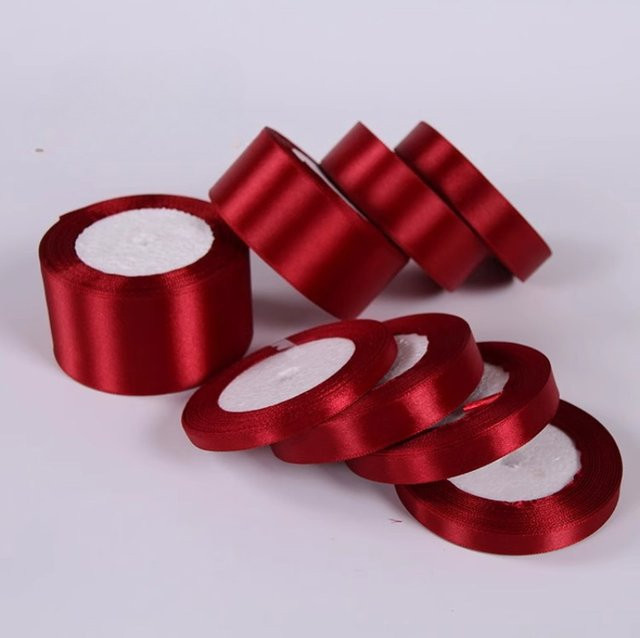10 Rollen einseitiges Satinband in Rot, 24 Yards pro Rolle, ideal für Geschenkverpackungen, Nähen und Bastelarbeiten - Bild 1