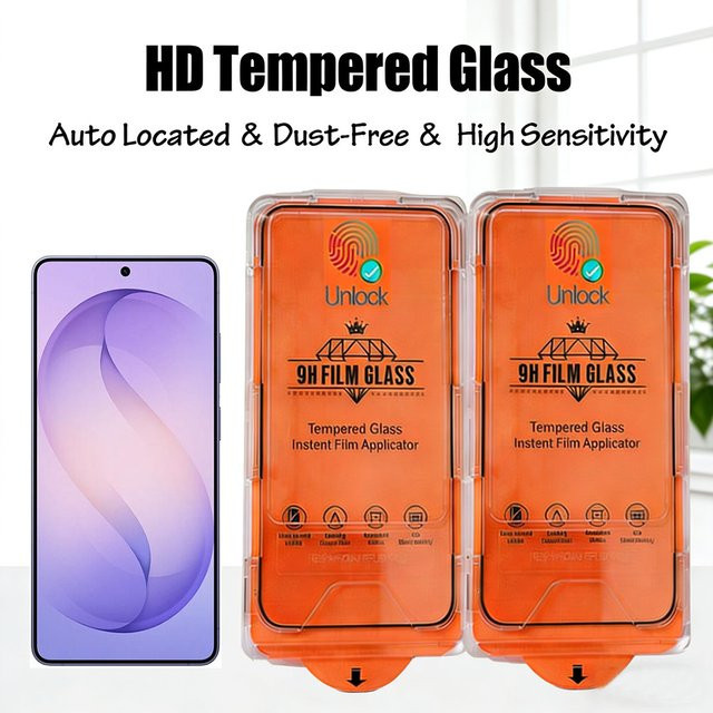 2 Stück Premium Displayschutzfolie aus gehärtetem Glas für Samsung Galaxy S26 Ultra und S26 Plus, transparent, staubfreie Montage und kompatibel mit Fingerabdruck-Entsperrung - Bild 1