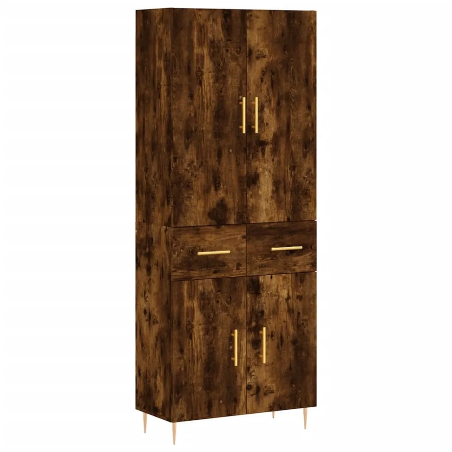 vidaXL Highboard Räuchereiche in Braun aus Holzwerkstoff und Metall, B/T/H: 69,5 x 34,0 x 180,0 cm - Bild 2