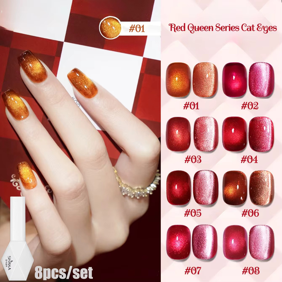 SHAKA Nagellack Cat Eye, Rot Orange - Bild 2
