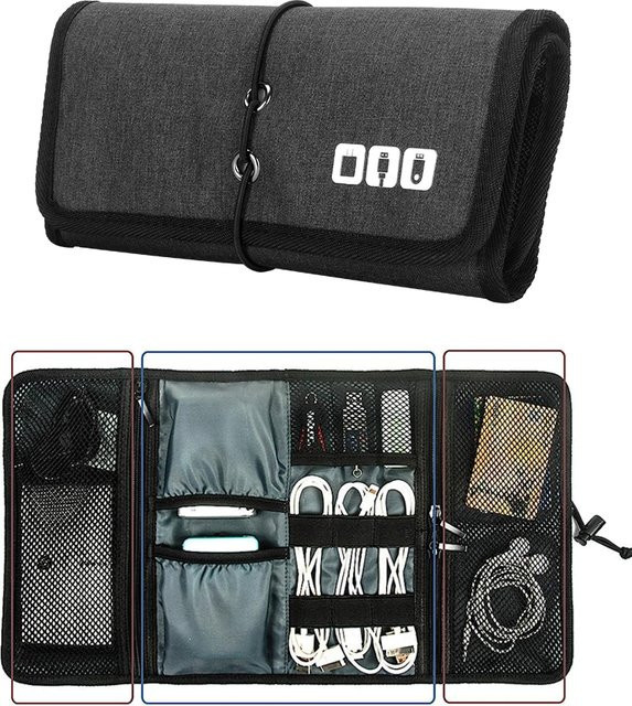 ValueWin Elektronischer Organizer in Schwarz als Kabeltasche und Reise-Organizer für USB-Kabel und Telefonzubehör - Bild 1