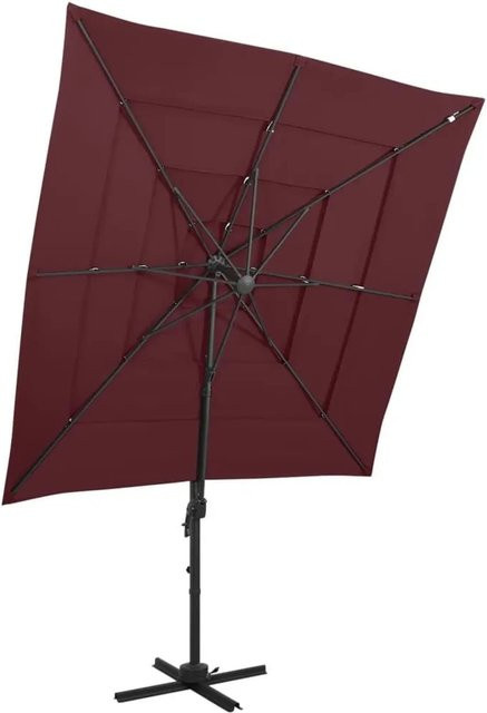 vidaXL Sonnenschirm mit Aluminium-Mast aus Polyester in Bordeauxrot, B x B: 250 x 250 cm - Bild 1