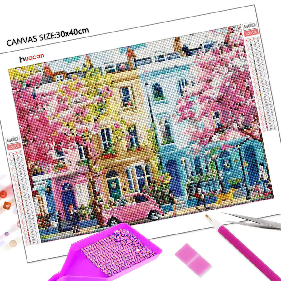 Huacan 5D Diamantgemälde Straßenlandschaft als Diamantmosaik Set in Multicolour, Breite: 30,0 cm, Höhe: 20,0 cm - Bild 2