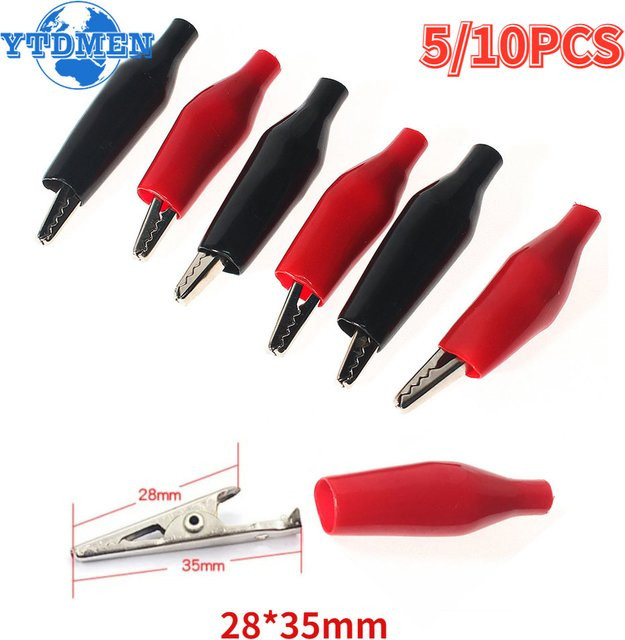 YTDMEN Krokodilklemmen Set aus Metall mit Isolierung in Rot und Schwarz, Mini Test Clips für DIY Elektronik, B/H: 28 x 35 mm - Bild 1