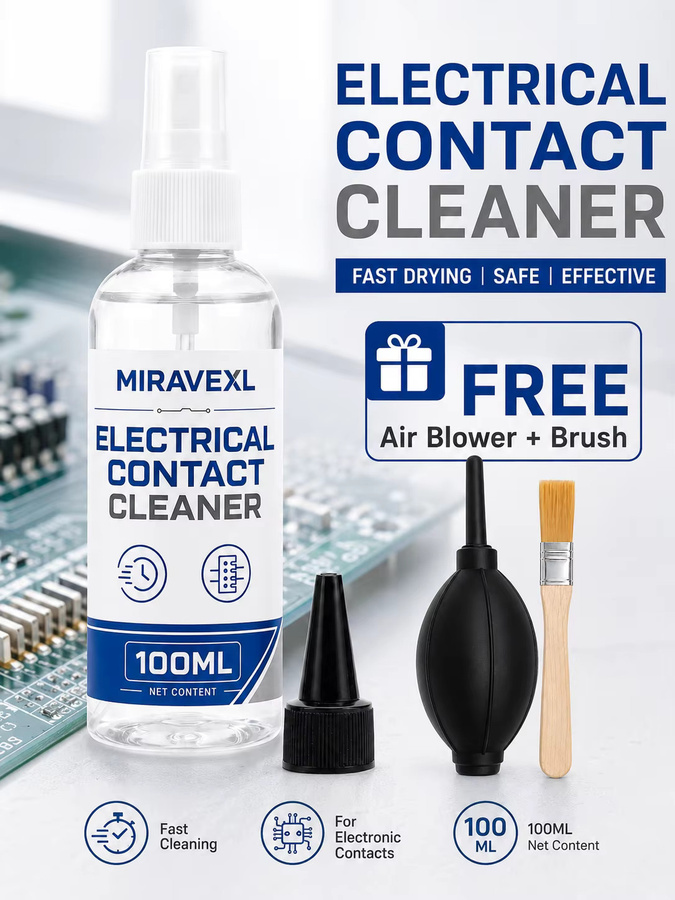 MIRAVEXL Elektrischer Kontaktreiniger mit Gebläse und Bürstenset zur Reinigung von PCB, Telefonen, Laptops und Schaltern, 100 ml, transparent - Bild 6