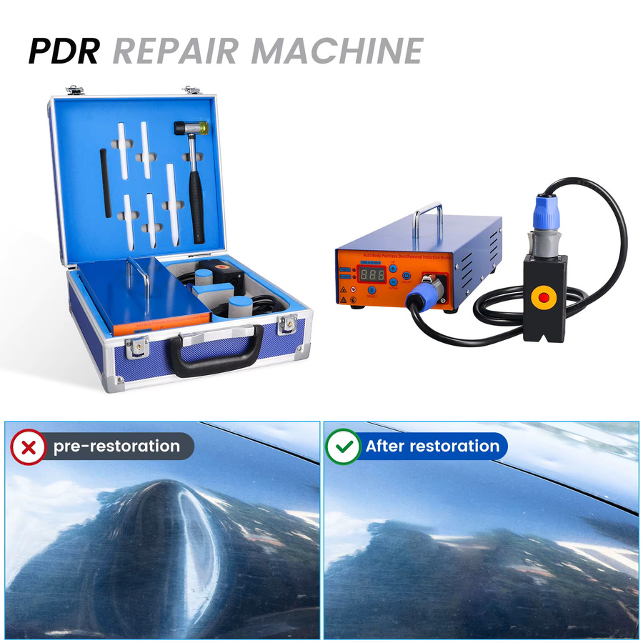 Podofo PDR Elektromagnetischer Induktionsheizer 1000W mit Digitalanzeige und Aufbewahrungskoffer zur lackschadenfreien Dellenreparatur für dein Auto - Bild 2