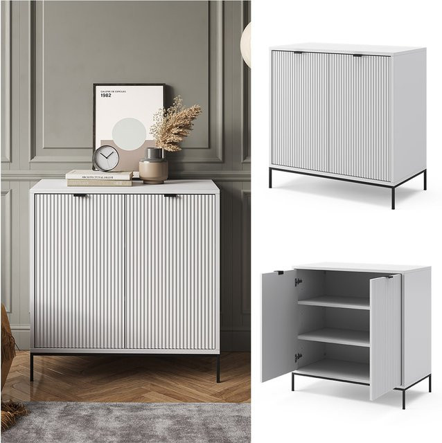 Vicco Kommode Eliza Weiß mit 2 Türen und modernem Design B: 80 cm, H: 81,2 cm - Bild 1