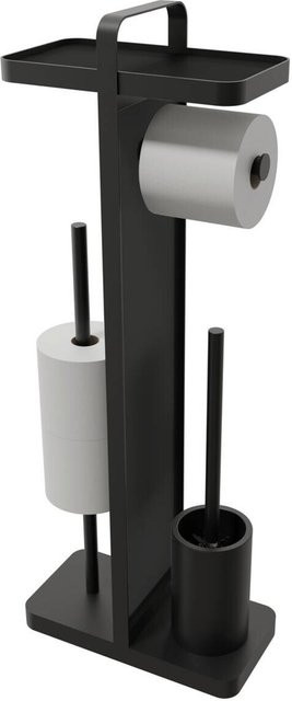 Pocoline Stand-WC-Garnitur mit Bürste aus Edelstahl in Schwarz, H x B x T: 71,5 x 28,0 x 14,0 cm - Bild 1