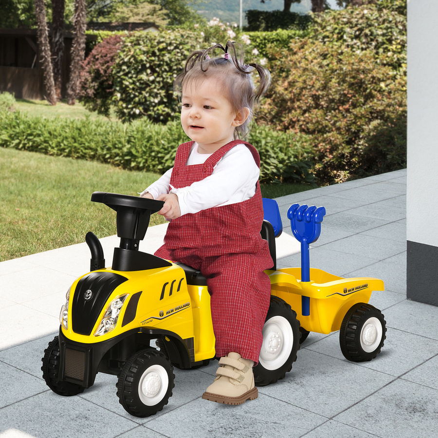 HOMCOM Rutschauto Traktor mit Anhänger, gelb, Kunststoff & Metall, ab 1 Jahr - Bild 2